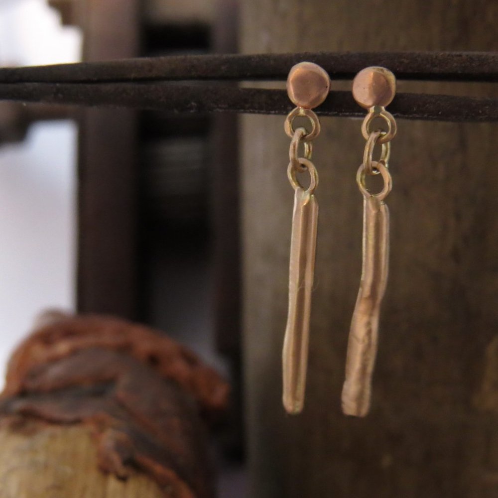 Rose Gold earrings. 14 karat Rose gold earrings. Beautiful gold earrings.